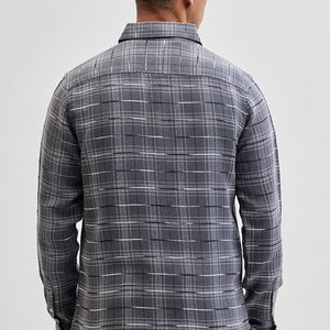 Grey Slub Textured Checks Shirt