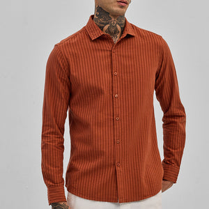 Rust Stripes Slim Fit Shirt