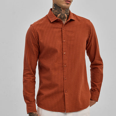 Rust Stripes Slim Fit Shirt