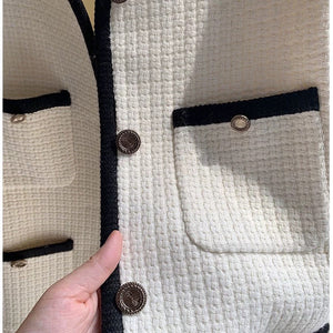 Riyo Statement Woolen Tweed Cardigan
