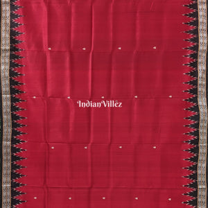 Marron Black Tortoise Motif Odisha Ikat Dongria Silk Saree