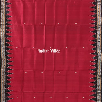 Marron Black Tortoise Motif Odisha Ikat Dongria Silk Saree