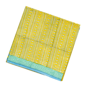 Yellow Woven Jaipur Cotton Saree Printed With Stripes
