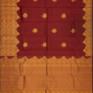 Maroon Handloom Kanchipuram Silk Saree With Floral Motifs