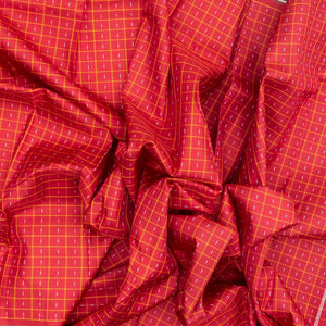 Crimson Handloom Kanchipuram Silk Saree With Checks