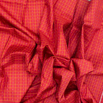 Crimson Handloom Kanchipuram Silk Saree With Checks