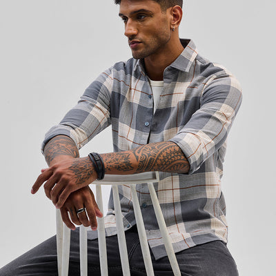 Grey Checks Slim Fit Shirt