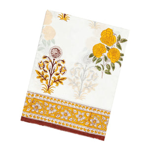 White Woven Jaipur Cotton Saree Printed With Flower Motifs
