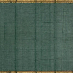 Dark Green Handloom Kanchi Cotton Saree With Checks