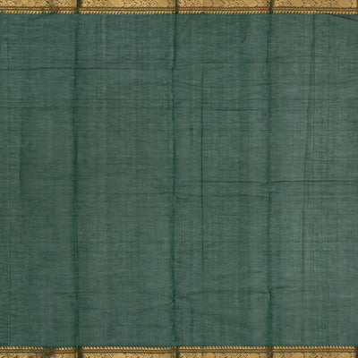 Dark Green Handloom Kanchi Cotton Saree With Checks
