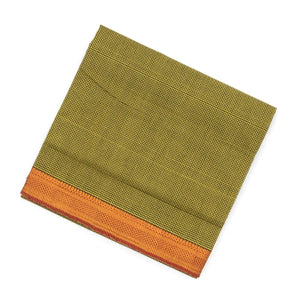 Olive Green Handloom Mangalagiri Cotton Saree With Checks