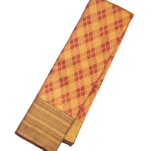 Dusty Pink Handloom Kanchipuram Tissue Silk Saree With Diagonal Checks