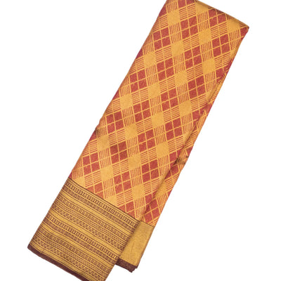 Dusty Pink Handloom Kanchipuram Tissue Silk Saree With Diagonal Checks