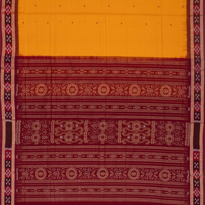 Turmeric Yellow Handloom Orissa Cotton Saree With Button Motifs
