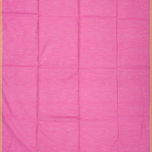 BubbleGum Pink Handloom Plain Bengal Cotton Saree With Printed Blouse
