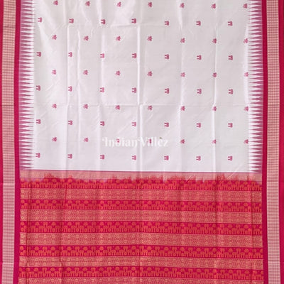 White Rani Laxmi Pada Bomkai Pure Sambalpuri Silk Saree