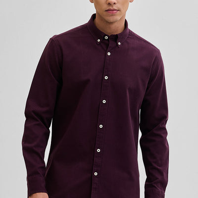 Burgundy Solid Twill Shirt