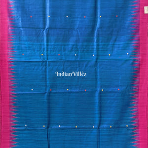 Peacock Blue Boita Theme Gopalpur Tussar Silk Saree