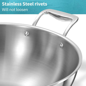 Hawkins Tri-Ply Stainless Steel Deep Fry Pan With Stainless Steel Lid | Gas & Induction Compatible | Silver | 1 Pc