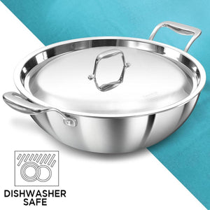 Hawkins Tri-Ply Stainless Steel Deep Fry Pan With Stainless Steel Lid | Gas & Induction Compatible | Silver | 1 Pc