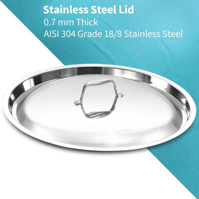 Hawkins Tri-Ply Stainless Steel Deep Fry Pan With Stainless Steel Lid | Gas & Induction Compatible | Silver | 1 Pc