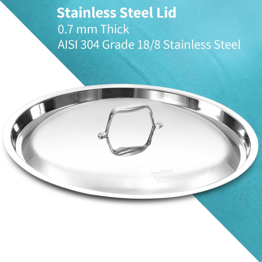 Hawkins Tri-Ply Stainless Steel Deep Fry Pan With Stainless Steel Lid | Gas & Induction Compatible | Silver | 1 Pc