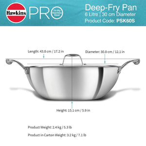 Hawkins Tri-Ply Stainless Steel Deep Fry Pan With Stainless Steel Lid | Gas & Induction Compatible | Silver | 1 Pc