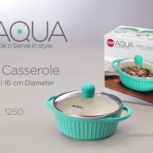 Hawkins Futura Aqua 1250 ML Ceramic Baby Casserole with Glass Lid | Gas & Induction Compatible | Ivory | 1 Pc