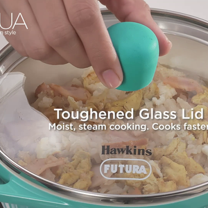 Hawkins Futura Aqua 1250 ML Ceramic Baby Casserole with Glass Lid | Gas & Induction Compatible | Ivory | 1 Pc