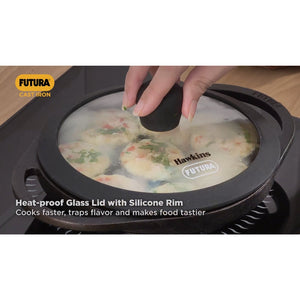 Hawkins Futura Die Cast Non Stick 16 cm Appe Pan with Glass Lid | 8 Cups | Paniyarakkal | Gas & Induction Compatible | Black