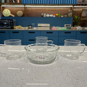 Borosil Grace Glass Tea set |Transparent | Set of 8 Pcs
