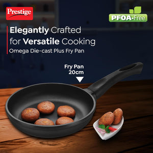 Prestige Omega Die-Cast Plus Aluminium Non-Stick Fry Pan | Gas & Induction Compatible | Black
