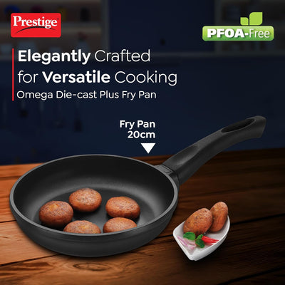 Prestige Omega Die-Cast Plus Aluminium Non-Stick Fry Pan | Gas & Induction Compatible | Black