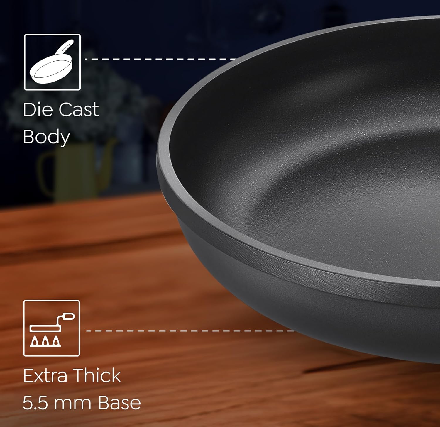 Prestige Omega Die-Cast Plus Aluminium Non-Stick Fry Pan | Gas & Induction Compatible | Black