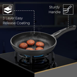 Prestige Omega Die-Cast Plus Aluminium Non-Stick Fry Pan | Gas & Induction Compatible | Black
