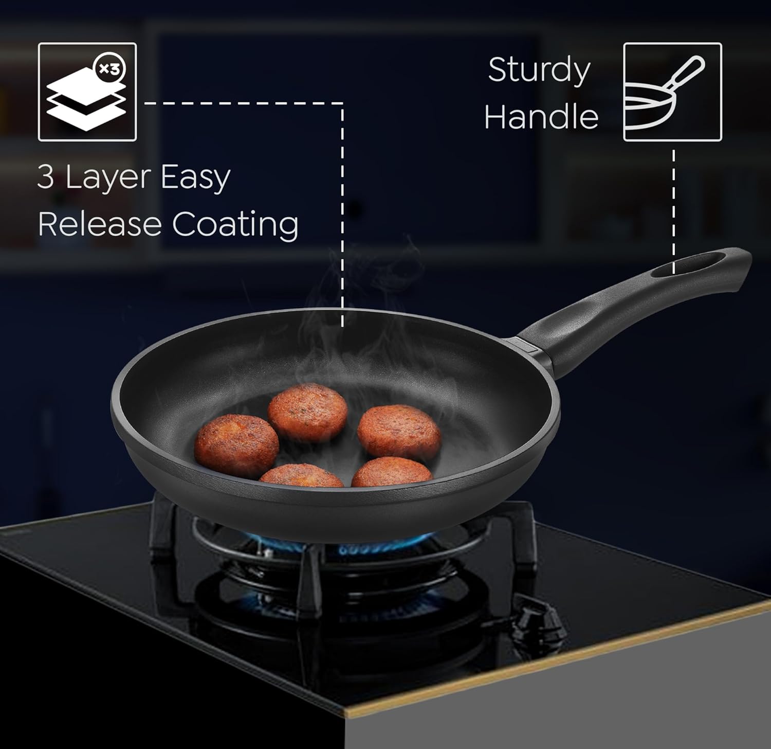 Prestige Omega Die-Cast Plus Aluminium Non-Stick Fry Pan | Gas & Induction Compatible | Black