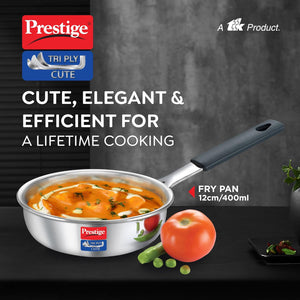 Prestige Tri-Ply Cute 12 cm Fry Pan | Gas & Induction Compatible | Silver