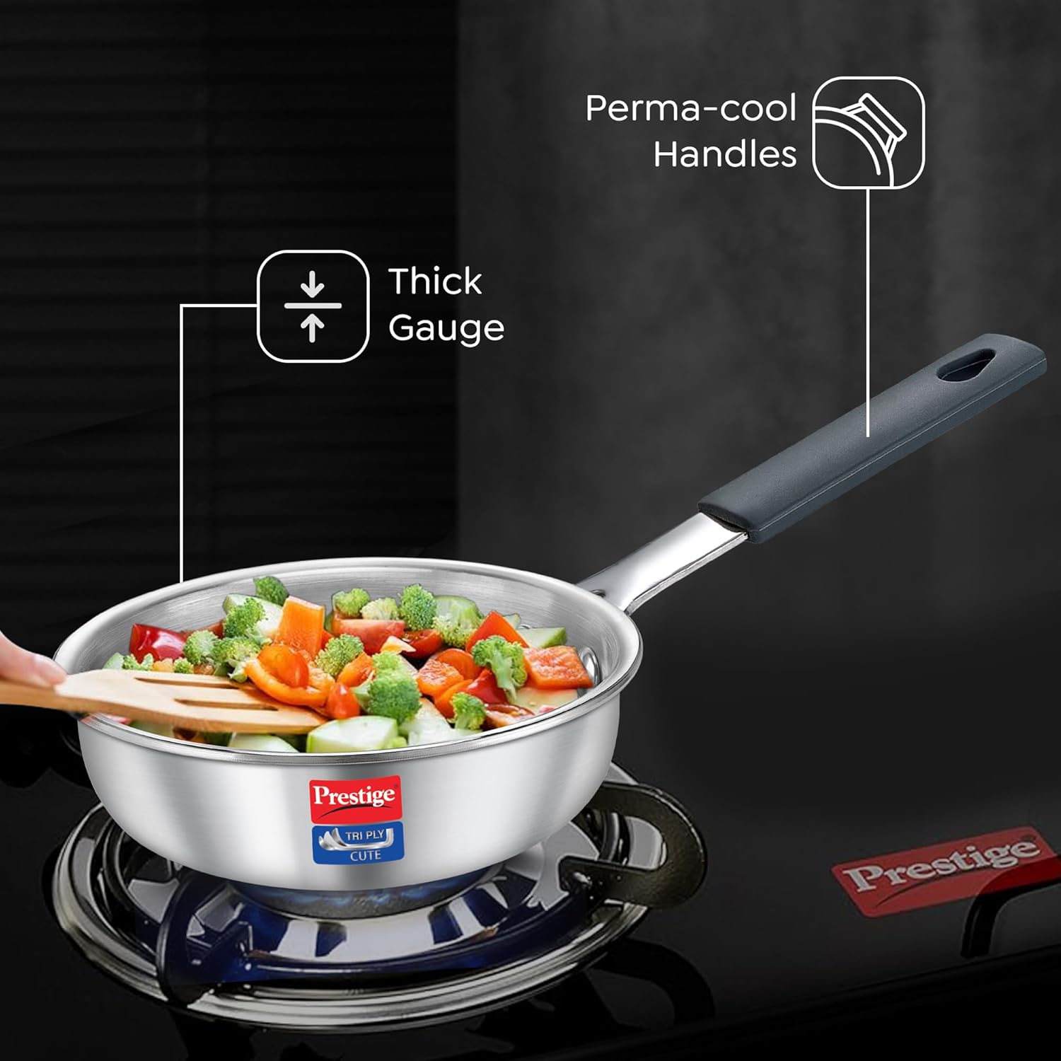 Prestige Tri-Ply Cute 12 cm Fry Pan | Gas & Induction Compatible | Silver