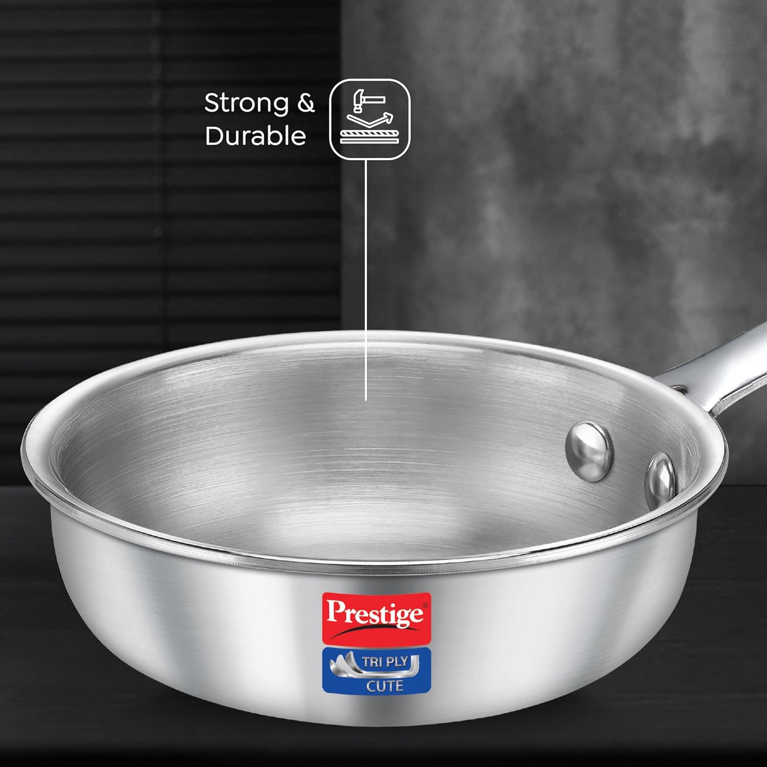 Prestige Tri-Ply Cute 12 cm Fry Pan | Gas & Induction Compatible | Silver
