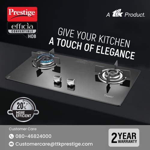 Prestige Efficia Convertible Glasstop Hob One-Touch Advance Auto-Ignition | Black