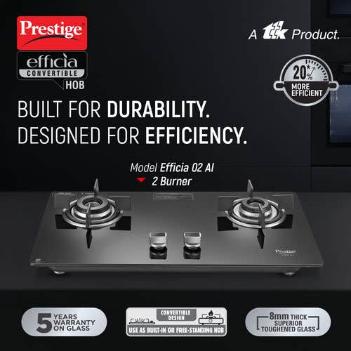 Prestige Efficia Convertible Glasstop Hob One-Touch Advance Auto-Ignition | Black