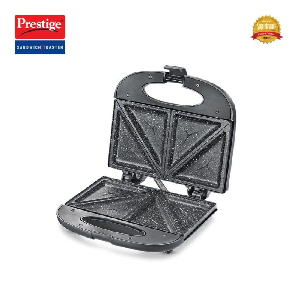 Prestige PSFSP Spatter Coated Non-stick Sandwich Toasters With fixed Sandwich Plates | Black