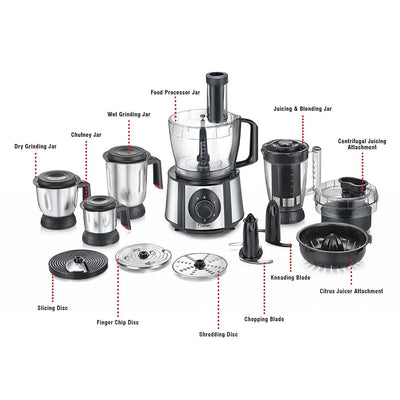 Prestige Amica Super Mixer Grinder 1000 Watt With 5 Jars & Multiple Accessories| Black&Silver