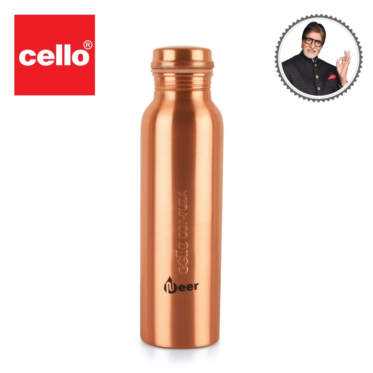 Cop-Pura Neer Copper Water Bottle, 1000ml