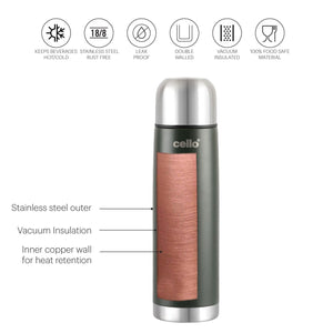 Duro Flip Flask, Vacusteel Water Bottle with Thermal Jacket