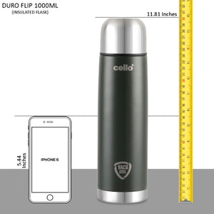 Duro Flip Flask, Vacusteel Water Bottle with Thermal Jacket