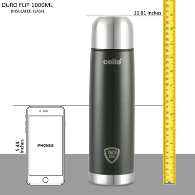 Duro Flip Flask, Vacusteel Water Bottle with Thermal Jacket
