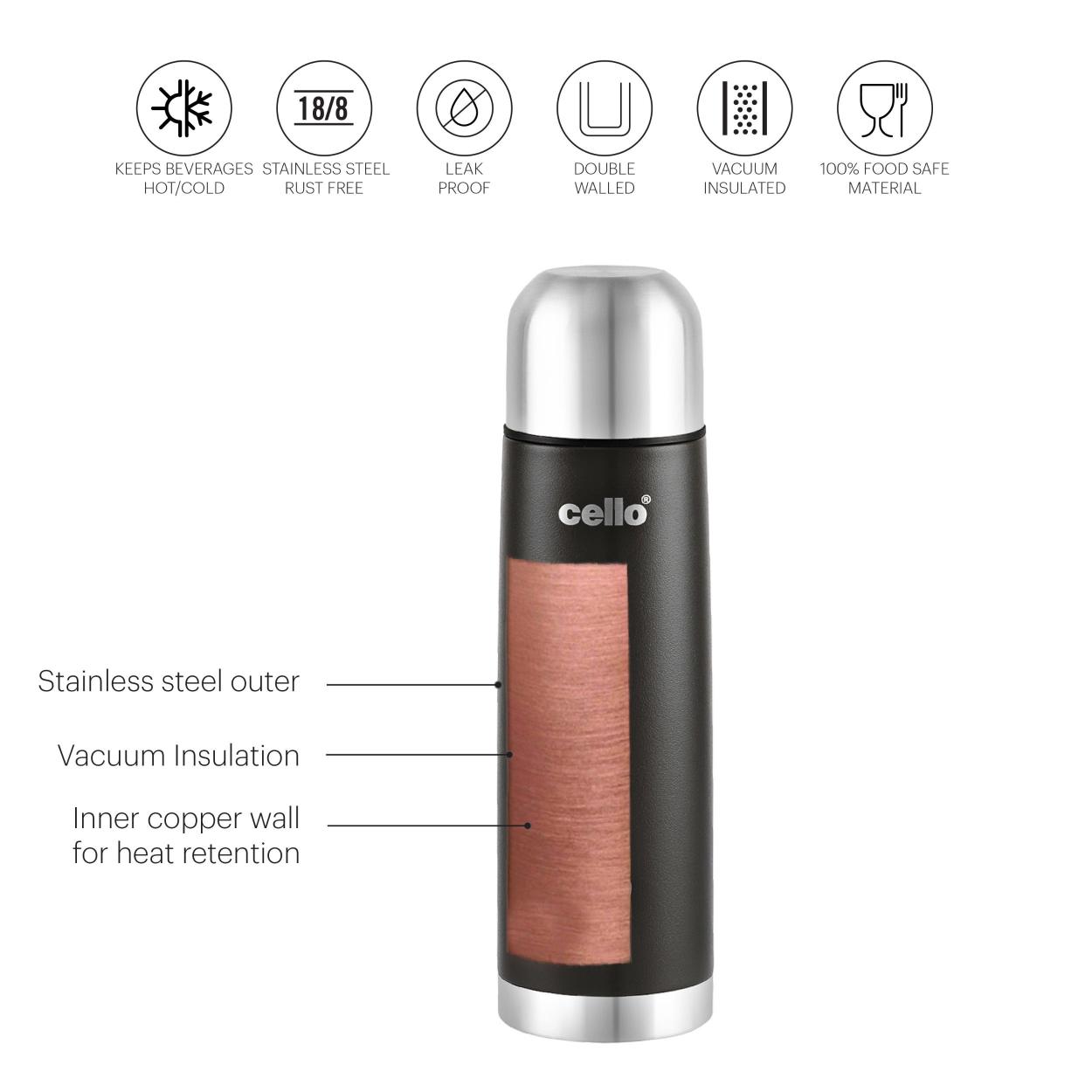 Duro Flip Flask, Vacusteel Water Bottle with Thermal Jacket
