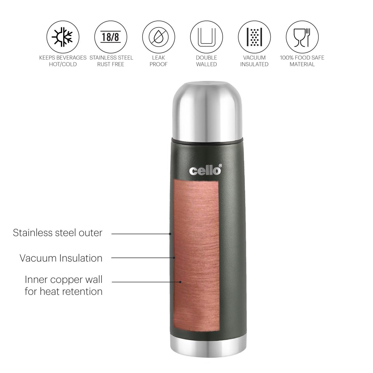 Duro Flip Flask, Vacusteel Water Bottle with Thermal Jacket