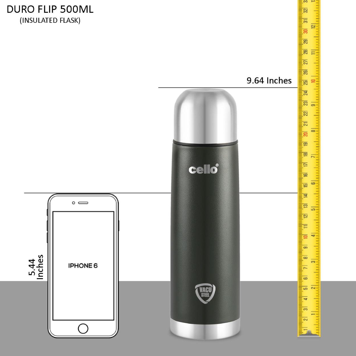 Duro Flip Flask, Vacusteel Water Bottle with Thermal Jacket